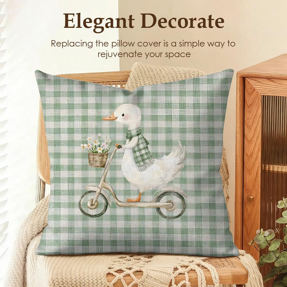 Cute Funny Animal Ins Cartoon Cushion Cover Natural Linen Organic Fabric DoubleSided Printing Sofa Home Decor Gift Pillow Case