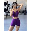 Fashion High Waist Sweat-Absorbent Workout Clothes Sling Yoga Suit Beauty Back V Neck Bra Sports Training Bum Lift Shorts