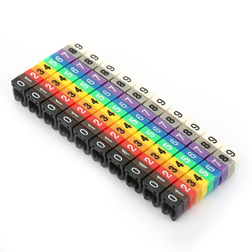 Etichetta per numero digitale, tubo, filo, marcatore per cavi, colorato (100 Pezzi 4mm²)