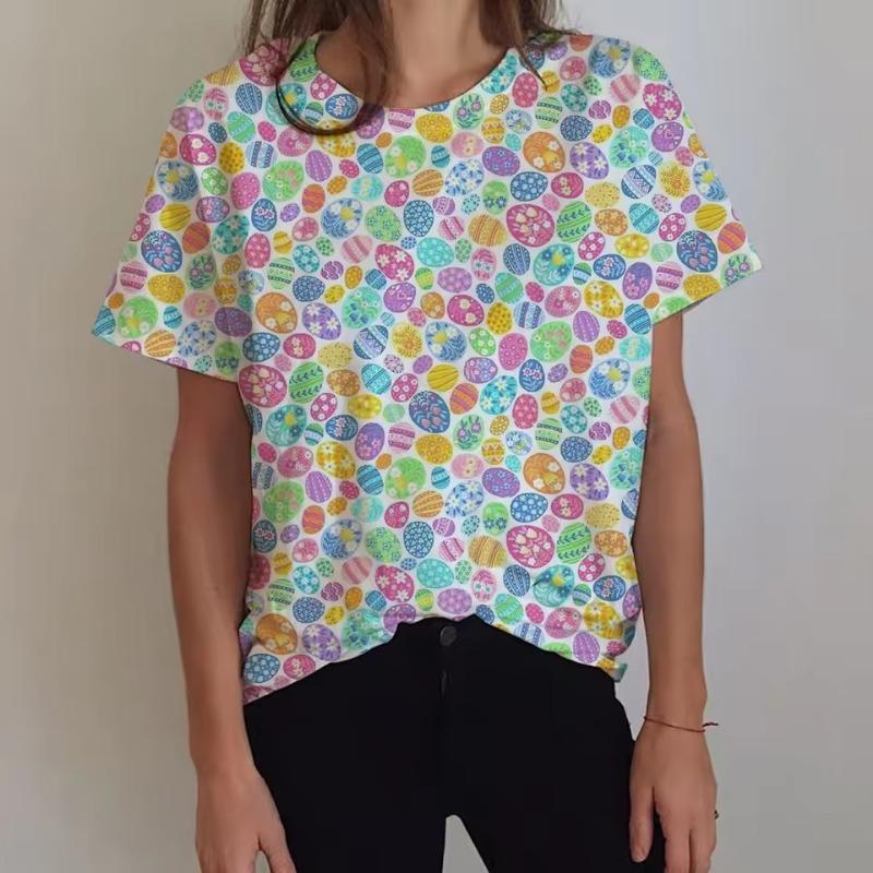 3D Printed Kawaii Skull Women's T-shirt with Fun Animal Patterns Summer Casual Round Neck Top Short Sleeved Loose T-shirt