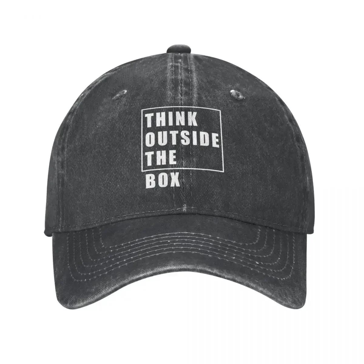 Vintage Think Outside The Box Baseball Cap for Unisex Women Distressed Cotton Sun Cap Outdoor All Seasons Unstructured Soft Hat Cap One Size