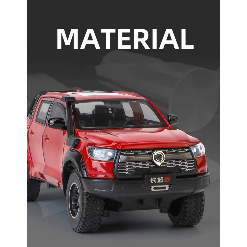 1/24 Great Wall Motor POER Pickup Model de mașină din aliaj din metal turnat sub presiune Vehicule de teren, model de mașină, simulare, lumină sonoră, jucărie pentru copii, cadou
