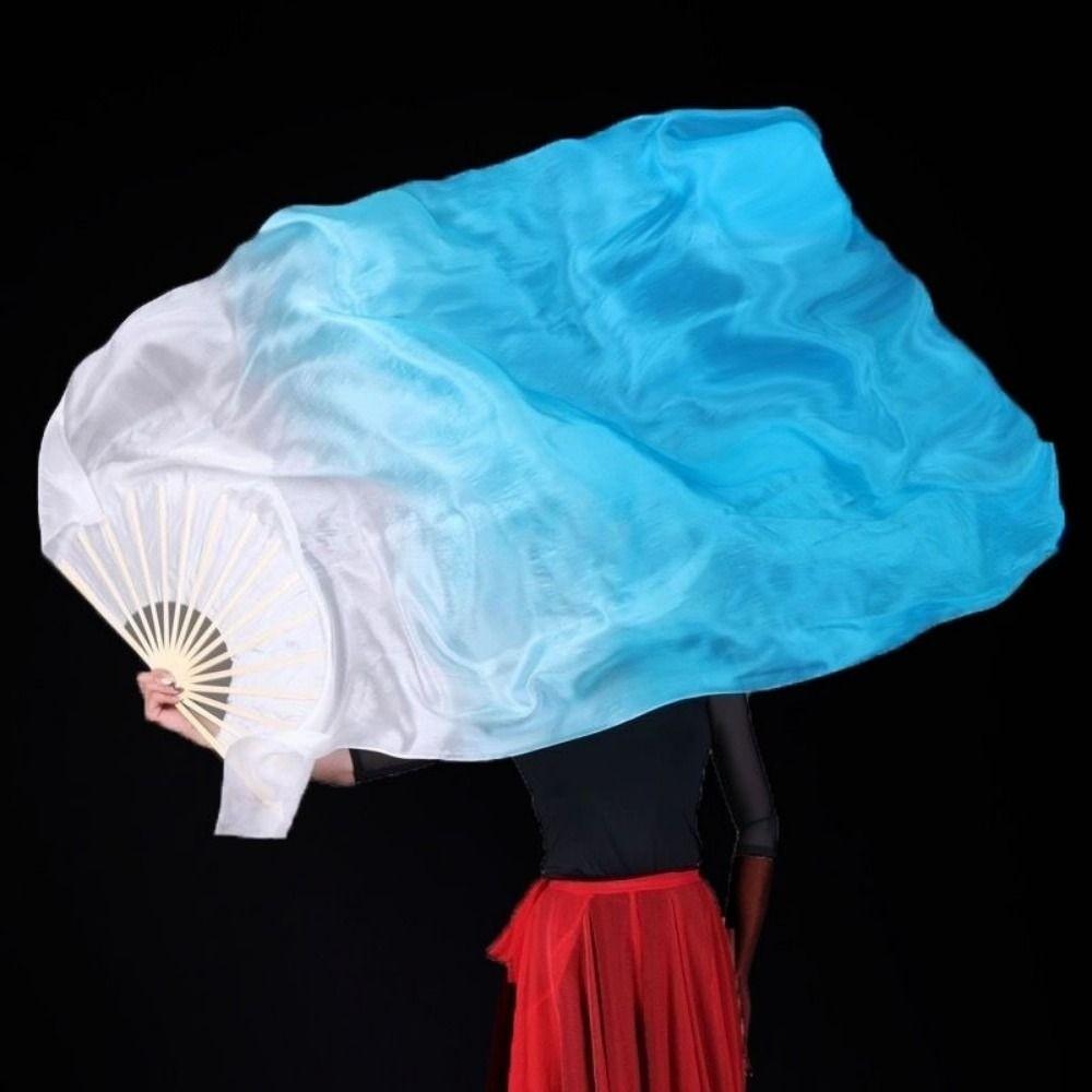 Tricolor Gradient Gradient Color Dancer Fan Right&Left Hands Rayon Silk Fans