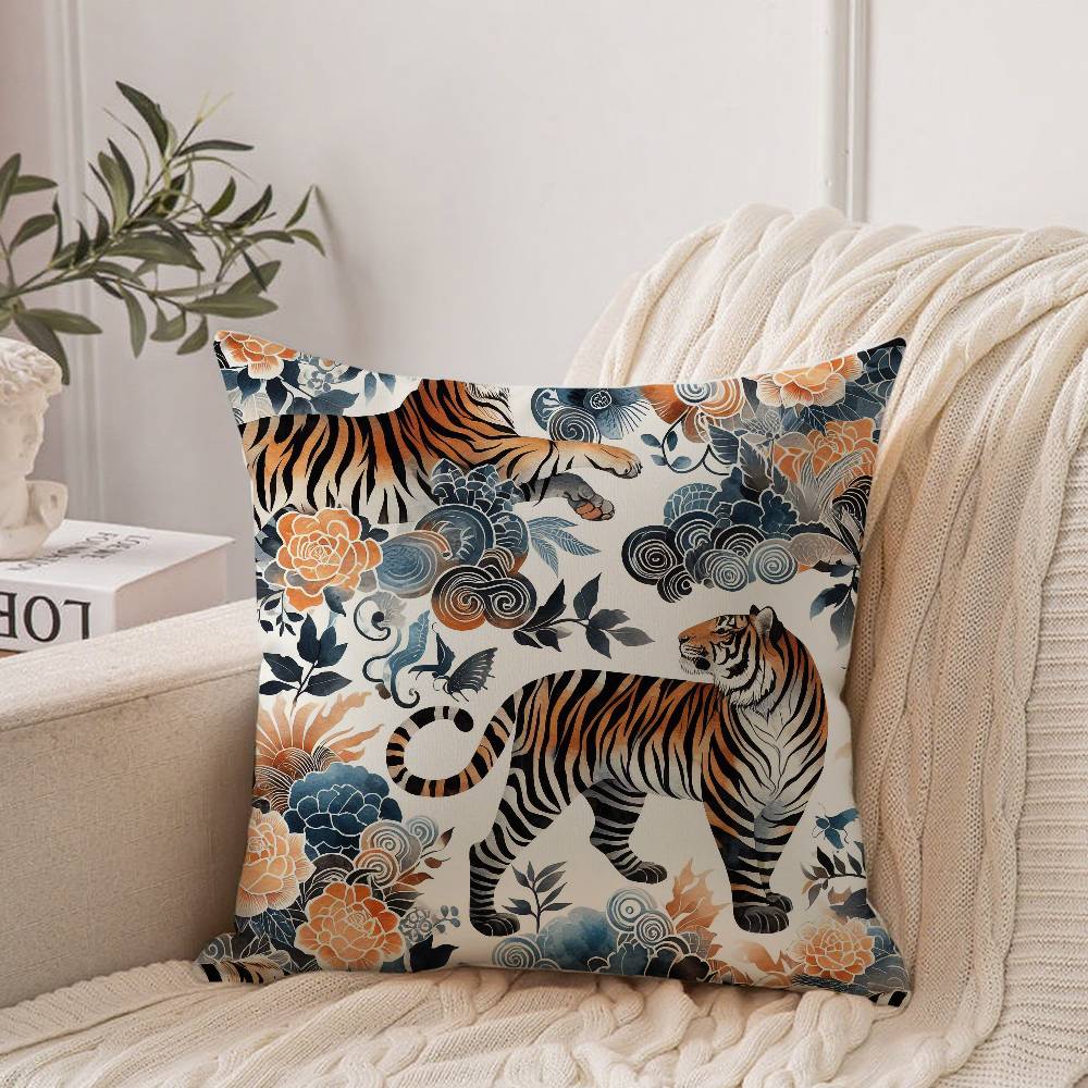 Tropical Tiger Pattern Pillow Case Home Decor Throw For Sofa Bed Car Room Decor Gift Idea