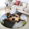 Runder Teppich mit Muster Yorkshire Terrier auf dem Gras, Teppich für Wohnzimmer, Schlafzimmer, Spielzimmer Dekoration, Rutschfeste Bodenmatte, Feiertagsgeschenke und Geburtstagsgeschenke