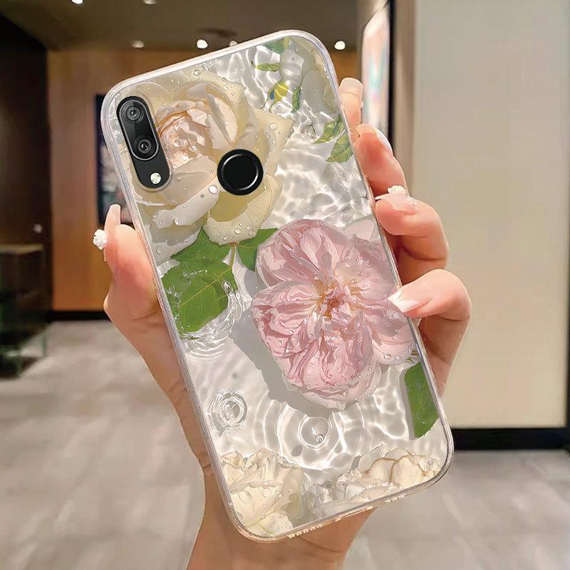 

For Huawei Y7 Prime 2019 Y7 Pro 2019 P Smart Z Honor 9X Case Phone Cover Oil Butterfly Flower Heart Clear Bags Fundas Silicone Honor 9X with hole