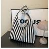 Small fresh striped handbag shoulder large capacity casual bag new women's bag messenger bag bucket bag