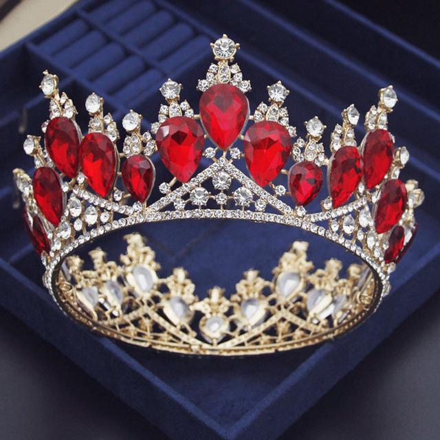 Baroque Water Drop Ab Crystal Wedding Crown Royal Queen Prom Bride Diadem Pageant Circle Tiaras Headdress Wedding Hair Jewelry