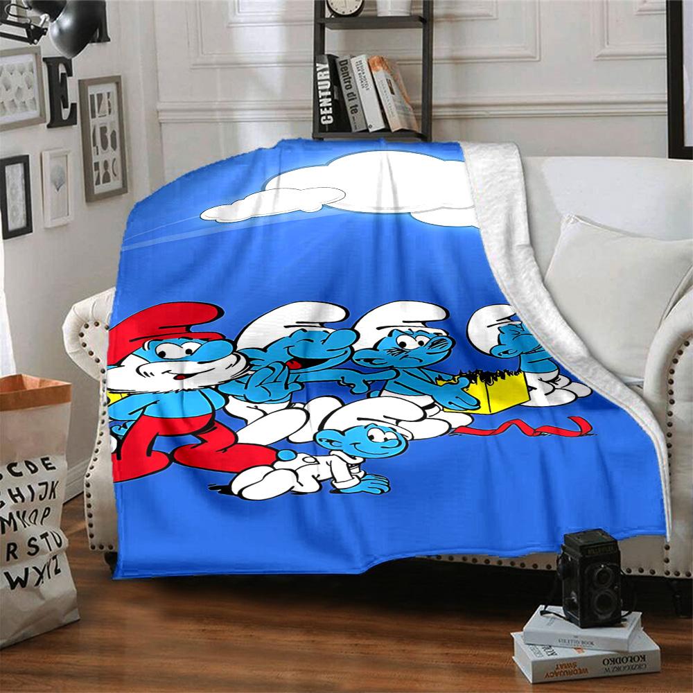 1pc Smurfs Adventure flannel Blanket for Super Soft Cute Comfort Blanket for Travel Bedding Couch Sofa Blanket Y72336