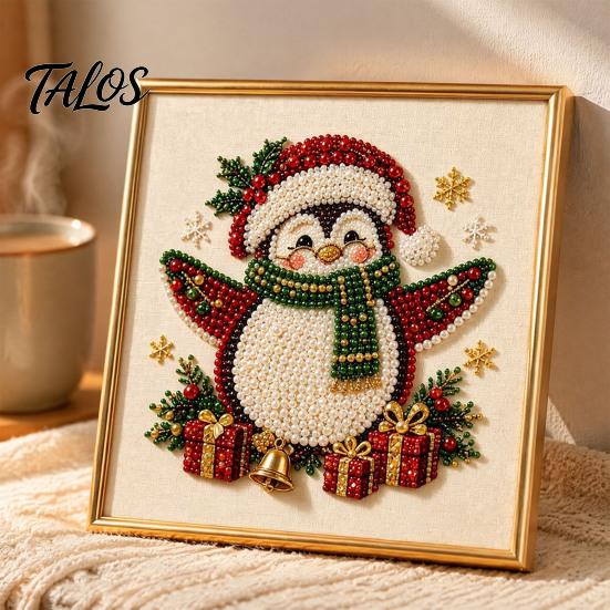 Decorative Holiday Artwork Xmas Faux Pearl Art Kit, DIY Santa Claus Painting Christmas 3D Bead for Adults Tree Reindeer Craft Set Adults, Home
