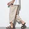 Men Brand Linen Pants For Men Baggy Large Pocket Cropped Oversize Trousers Loose Harem Casual Pants Male