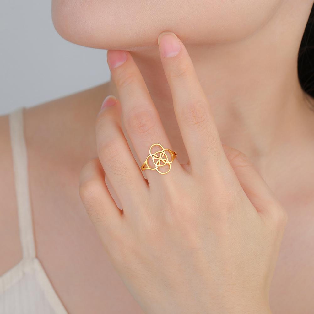 Dawapara Borromäischer Kreuz Symbol Edelstahl Ring Keltisch Fünffache Schutz Erleuchtung Amulett Religiöses Geschenk