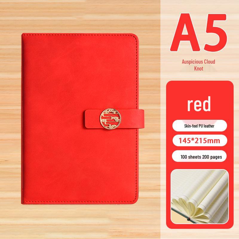 High-End Soft Leather Business Notebook with Magnetic Buckle and Custom Logo - Ideal Gift Set