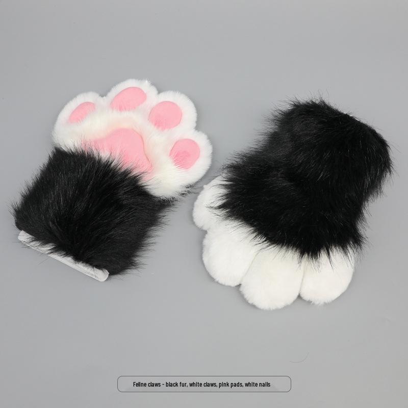 

Furry Black & White Cat Costume: Head Mask & Half Costume for Parties, Comic Con, Stage, or Internet Celebrities