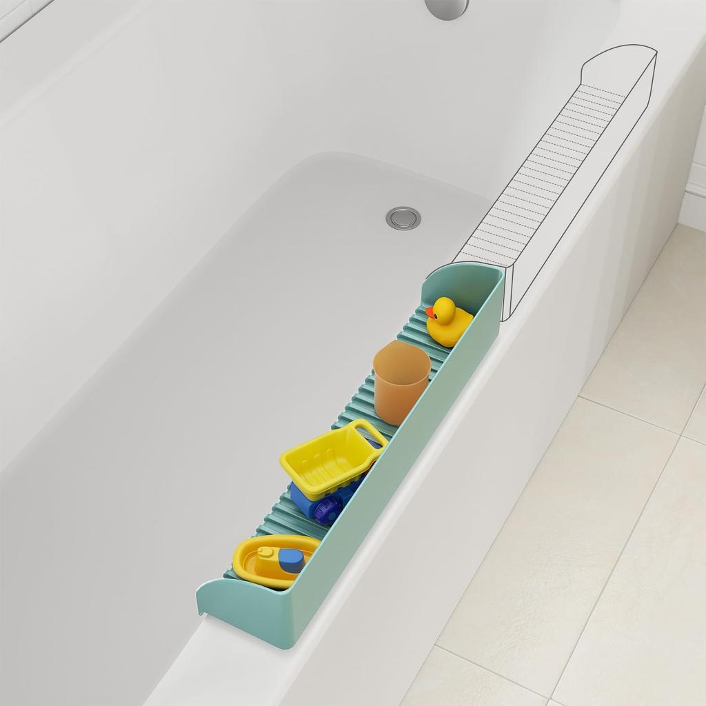 Paquete De 2 Protectores Contra Salpicaduras Para Bañera – Protector De Salpicaduras De Agua De Silicona Con 4 Ventosas, Soporte Para Juguetes De