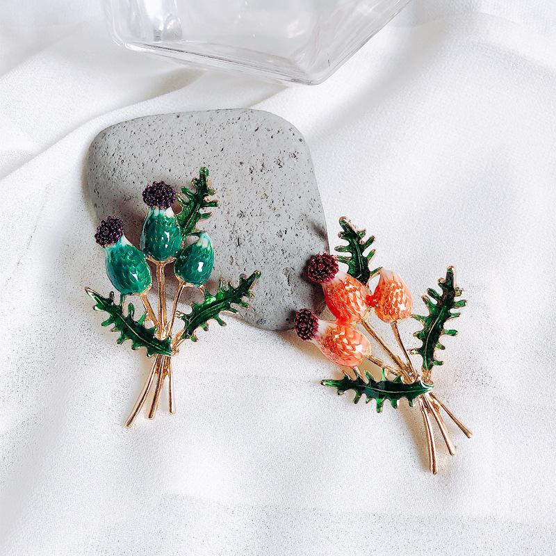 SKEDS Women Creative Enamel Flower Brooches Pins Fashion Exquisite Metal Corsage Brooch Plant Wedding Party Badges Lapel Pin