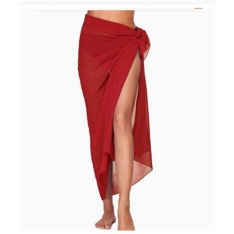 Long mesh beach wrap dress, sexy bikini one-piece scarf for women