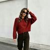 Foreign Trade Hot-selling Round Neck Solid Color Simple Temperament Versatile Loose Short Sweater Women's European and American Casual Knitted 