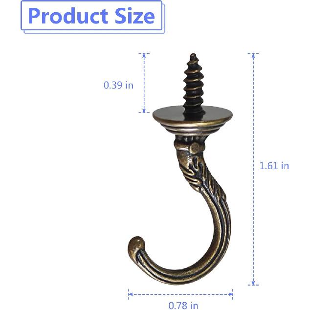 20 Pcs Screw Hooks, Pattern Carving Hooks Screw in Mug Hooks Metal Heavy Duty Screw Wood Wall Ceiling Hooks Plant Hooks Indoor Outdoor for Utensils