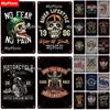 Motorrad Metallschild Vintage Plakette Blechschild Wanddeko für Garage Club Schild Handwerk Fahren Biker Poster KEINE ANGST KEIN SCHMERZ