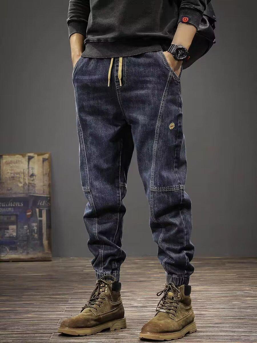 

Men s Jeans Winter-Autumn American Cuffed Contrast Harlan Loose M серый/синий