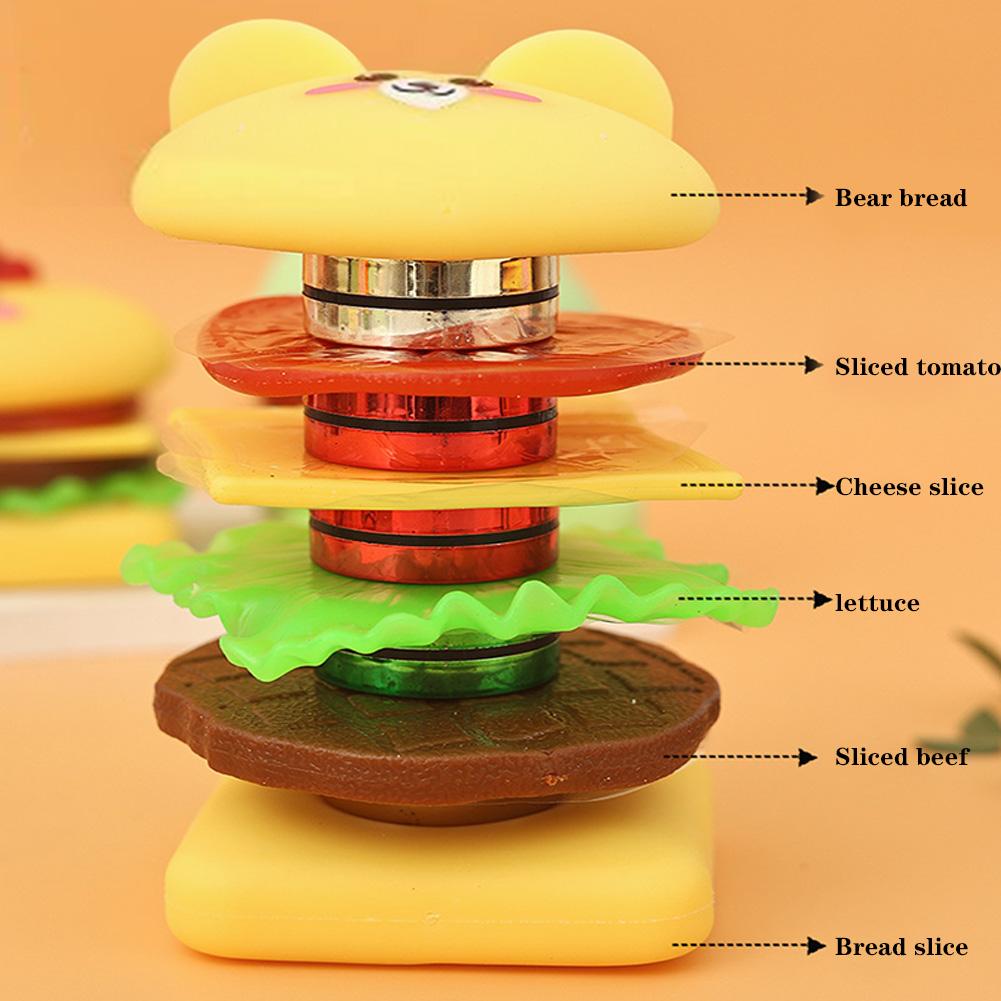 Cartoon Squeeze Toy Cute Animal Hamburger Stress Relief Toy DIY Stacking Food Squeeze Toy Gifts For Boys Girls