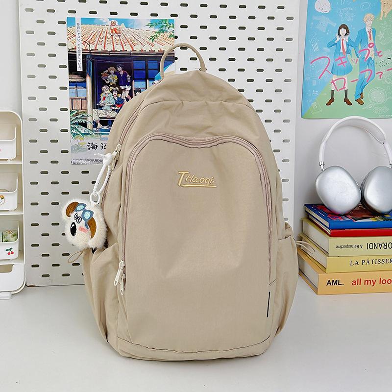 Schoolbag Korean ins style solid color small fresh schoolbag female, junior high school girl high school student backpack lightweight travel backpack