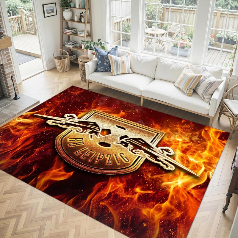RB Leipzig Football Design Crystal Velvet Carpet Cozy Non?Slip Printed Rug For Bedroom Living Room Entrance