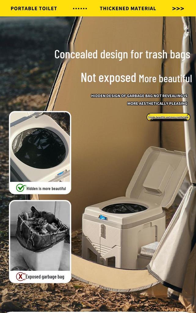 Portable Folding Odor-Proof Camping Toilet Stool for Adults