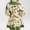 Frühling Herbst Cartoon-Print elegante Partykleider für Damen Mode Umlegekragen Langarm Gürtel Damen Mini-Kleid Lässiges figurbetontes Kleid
