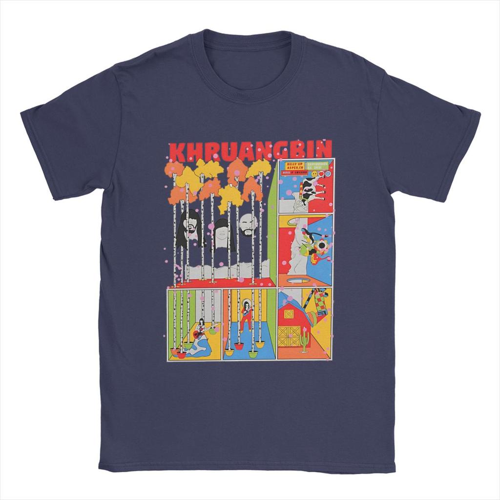 חולצת טריקו לגברים עם צווארון עגול 100% כותנה בסגנון Khruangbin מופשטת, שרוולים קצרים, מתנת יום הולדת