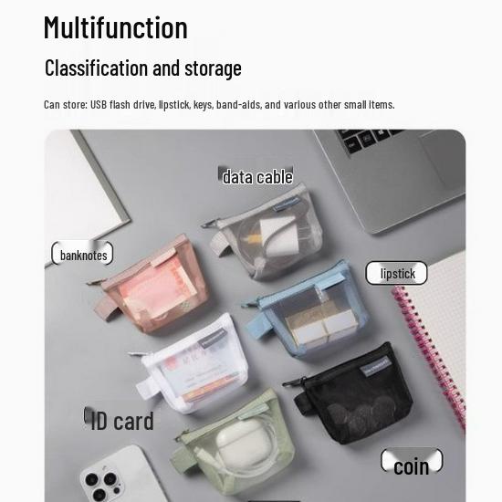 Mini Mesh Zipper Pouch: Portable Coin Purse, Lipstick & Card Holder
