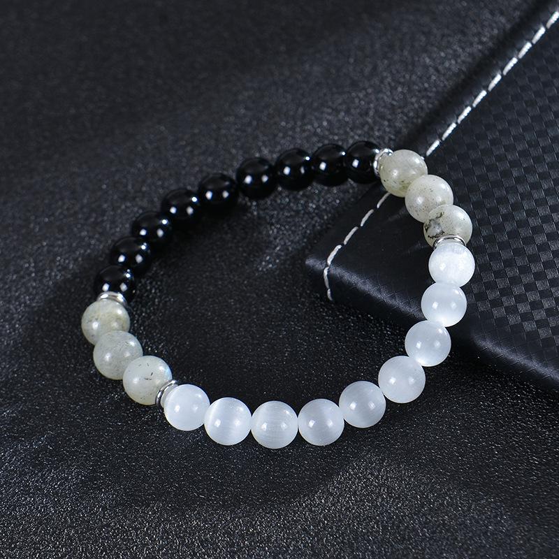 8mm Moonstone Cat's Eye & Obsidian Bracelet - Women's Yoga Jewelry