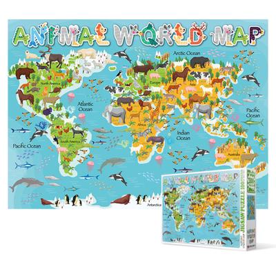 100 Piece Jigsaw Puzzle - Animal World Map (Large Piece), Popular Korean Puzzle