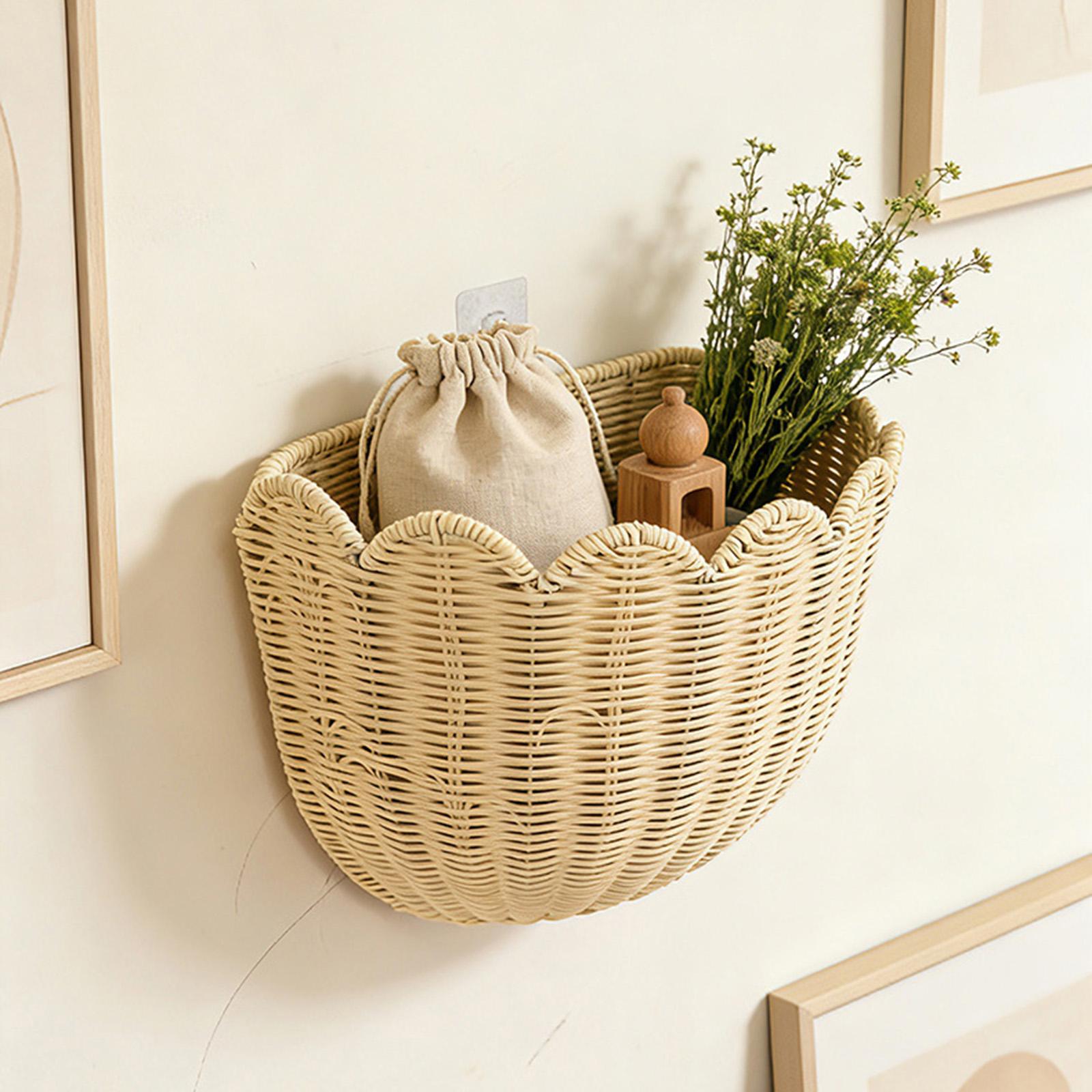 - Rattan Wall-mounted Storage Basket, Home Decoration Wall-mounted Basket One Size