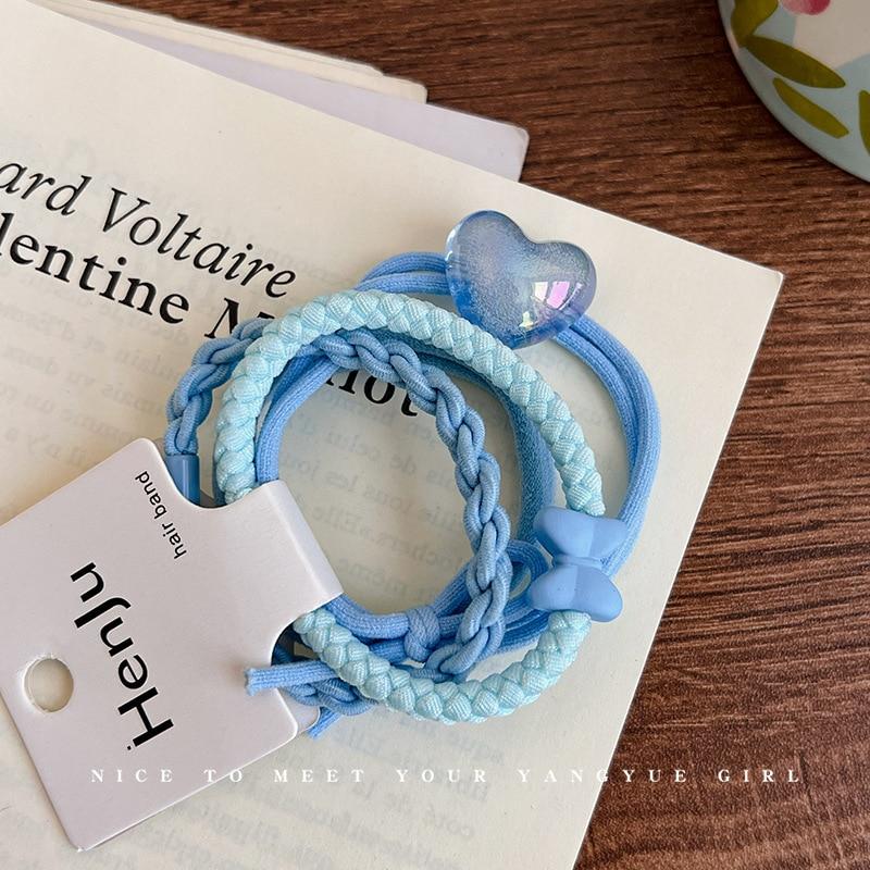 2023 New Korean Scrunchie Set Sweet Large Rubber Band Hair Rope For Women Elastic Hairbands Headbands Hair Accessories Headwear