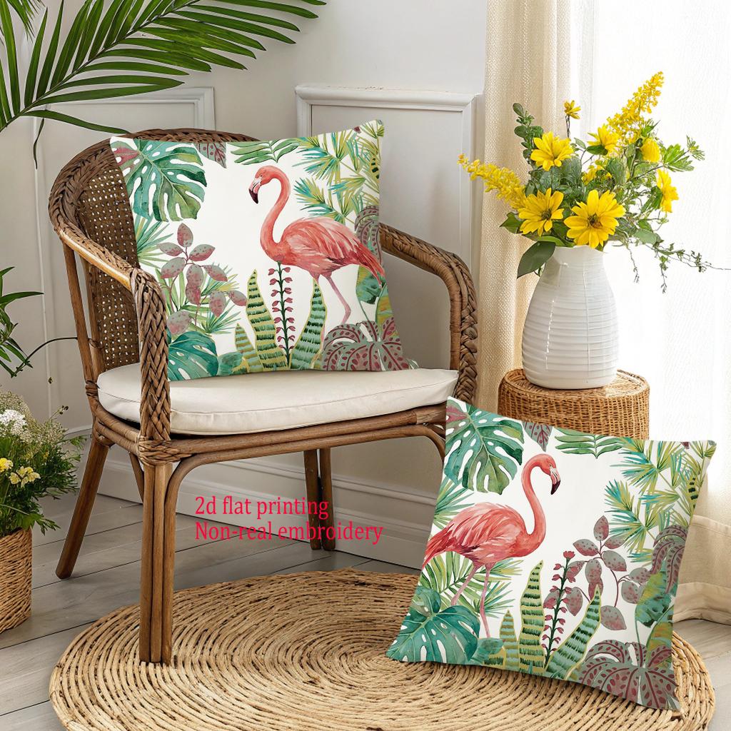 1/4pcs Tropical Flamingo Palm Leaf Watercolor Throw Pillow Covers Decorative Jungle Botanical Cushion Cases for Home
