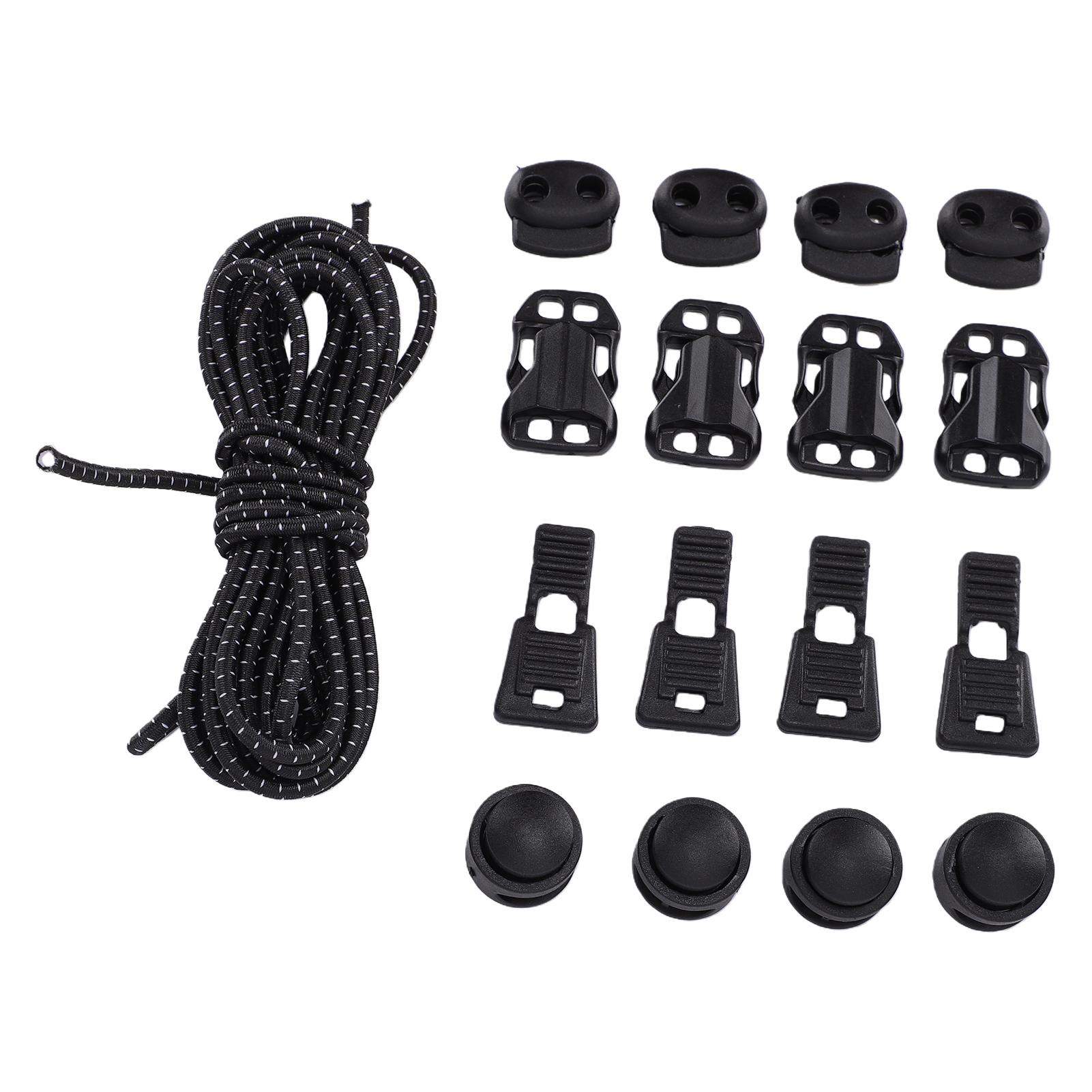 DIY Elastic Cord Heavy Stretch Round Strings Plastic Cord Locks for Shoelaces Drawstrings Paracord Black 3.2m чёрный