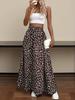 Elegant Leopard Print High-Waisted Skirt Women's Holiday Casual Long Dress