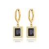 Lokaer Stainless Steel Geometric Square Hoop Earrings Sparkling Cubic Zirconia Crystal Earrings Jewelry For Women