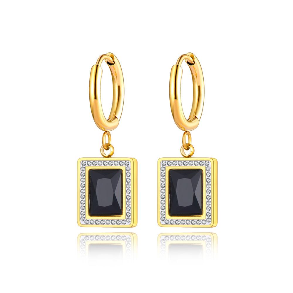 Lokaer Stainless Steel Geometric Square Hoop Earrings Sparkling Cubic Zirconia Crystal Earrings Jewelry For Women