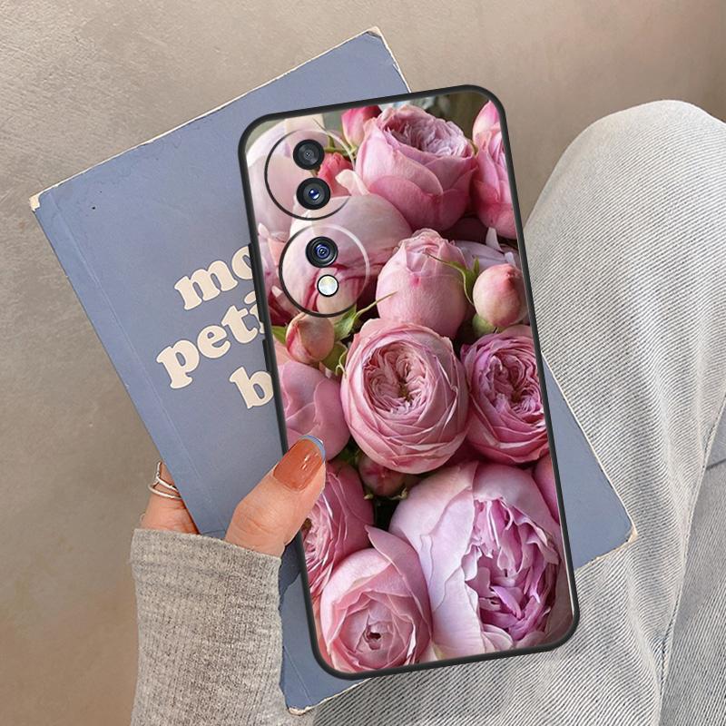 Elegant Pink Purple Peony Flower Case For Honor Magic 8 Pro 5 6 7 Lite Cover For Honor 400 200 90 70 50 X8a X8b X9a X9b X9c