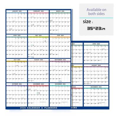 Reusable Double-sided Wall Calendar Hanging with Stickers Pens Erasable Calendar 35x23 Inch Annual Yearly Planner Office Use