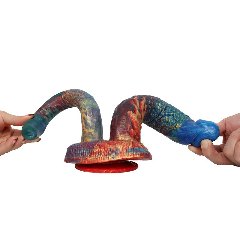 Double-headed Penis Liquid Silicone   Masturbator Anal Plug Vaginal Massage Adult Sex Toys Fisting Realistic Dick