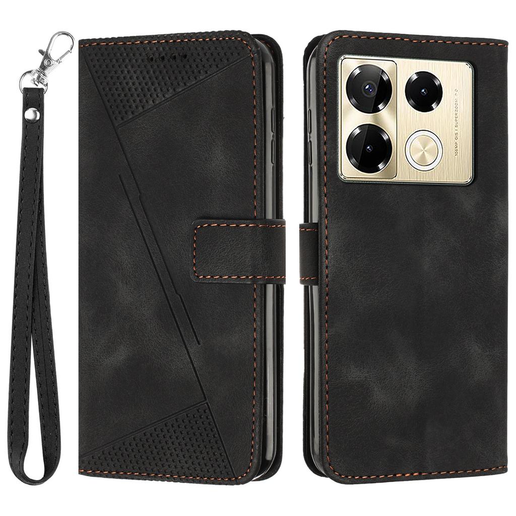 For Infinix Note 40 Pro 5G/4G Phone Shell Triangle Imprinted PU Leather Wallet Stand Phone Case with Strap