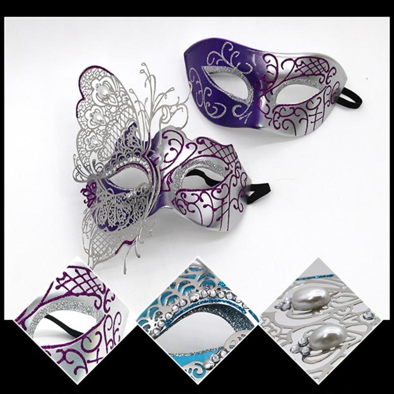 2Pcs Glittering Metal Butterfly Face Mask Fashionable Costume Accessory Halloween And Costume Face Covering For Adults