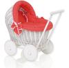 Sweet Baby Doll Stroller Woven White with Red Bedding Set and Soft Padding