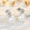 Korean Style Imitation Pearls Zircon Round Classic Daily Stud Earrings Women Copper Zircon Charm Fashion Jewelry Wedding Gifts