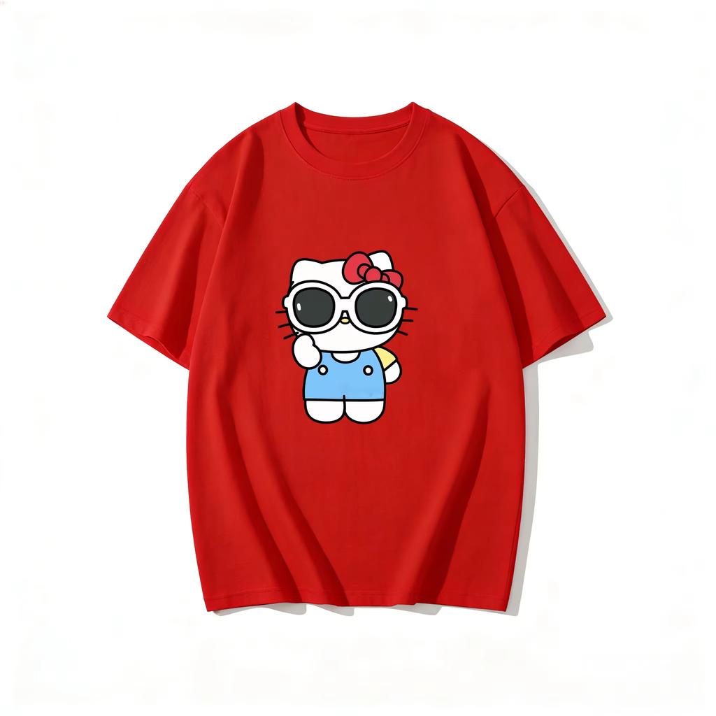 2026 new Summer HelloKitty Cute Graphic Tee Casual Short Sleeve Cotton Top for Women Girls Kawaii Cartoon Print Streetwear