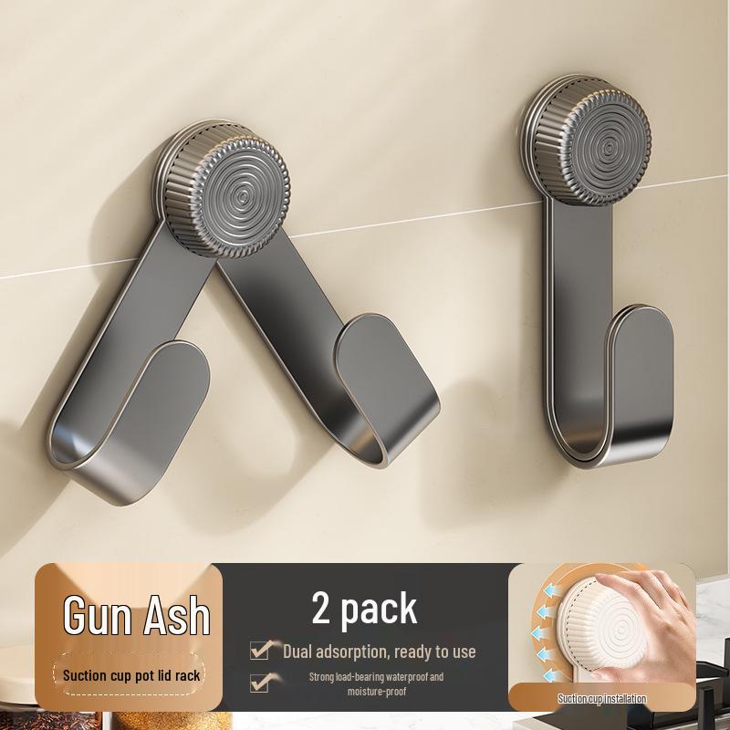 Wall-Mounted Suction Cup Pot Lid & Cutting Board Holder, Punch-Free Kitchen Storage Rack